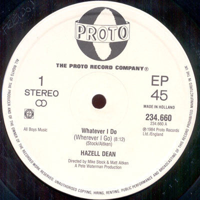 Hazell Dean : Whatever I Do (Wherever I Go) (12", Maxi)