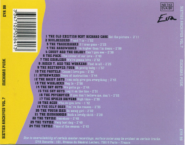 Various : Sixties Archives Vol. 7 Michigan Punk (CD, Comp)