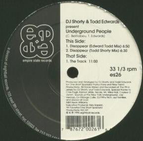 DJ Shorty & Todd Edwards Present Underground People : Disappear (12")