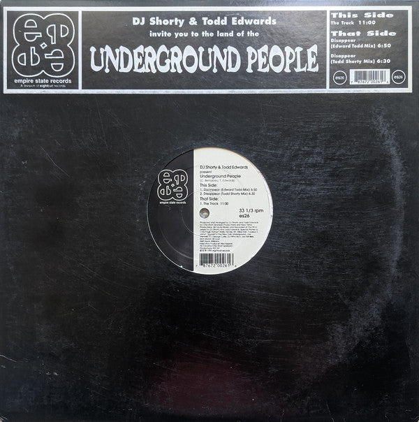 DJ Shorty & Todd Edwards Present Underground People : Disappear (12")