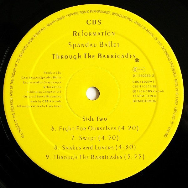 Spandau Ballet : Through The Barricades (LP, Album)