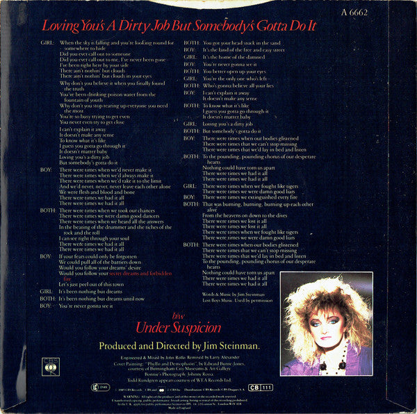 Bonnie Tyler Duet With Todd Rundgren : Loving You's A Dirty Job But Somebody's Gotta Do It (7", Single)