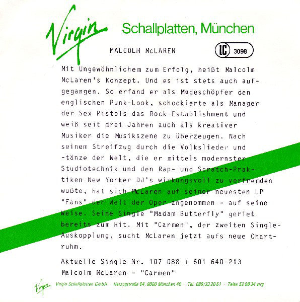Malcolm McLaren : Carmen (7")