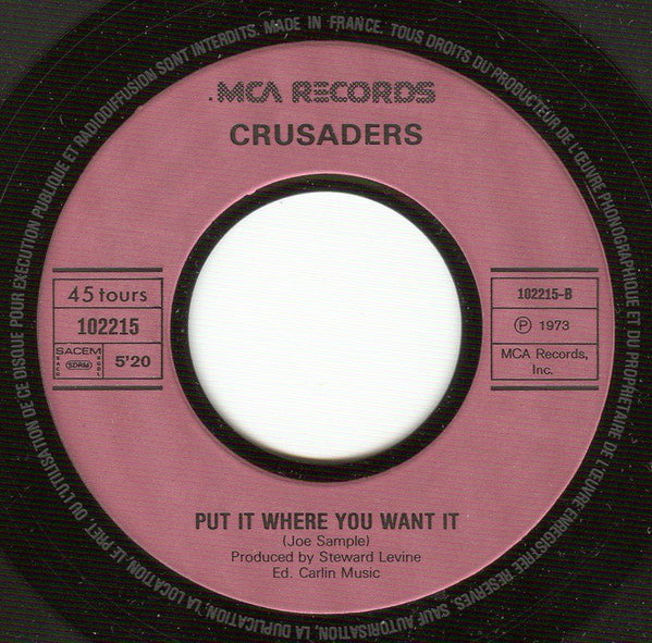 The Crusaders : Soul Shadows (7", Single)