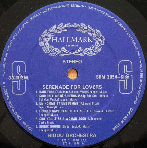 Biddu Orchestra : Serenade For Lovers (LP, Comp)