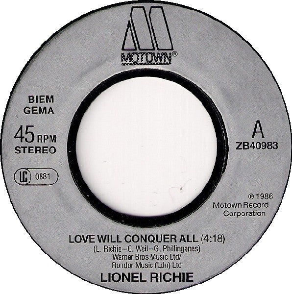 Lionel Richie : Love Will Conquer All (7", Single)