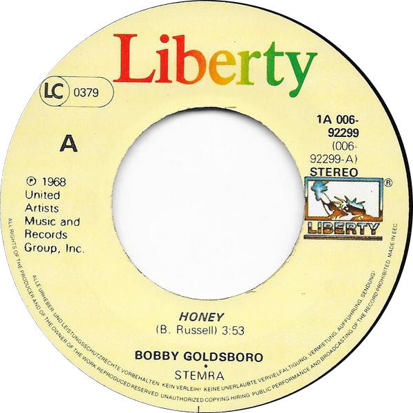 Bobby Goldsboro : Honey / Danny (7", Single, RE)