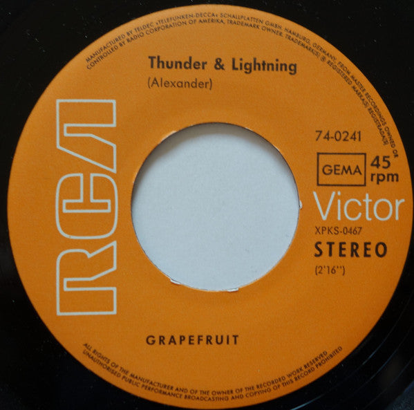 Grapefruit : Thunder & Lightning (7", Single)