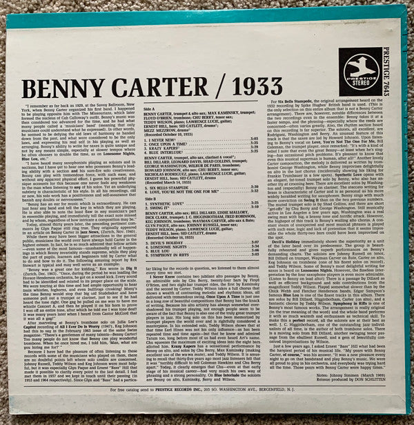 Benny Carter : 1933 (LP, Comp, RM)