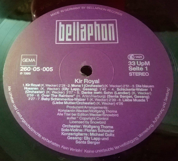 Konstantin Wecker : Kir Royal (Original Soundtrack Aus Der ARD Serie) (LP, Album)