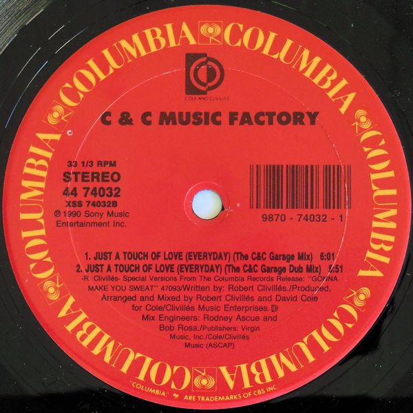 C + C Music Factory : Just A Touch Of Love (12")