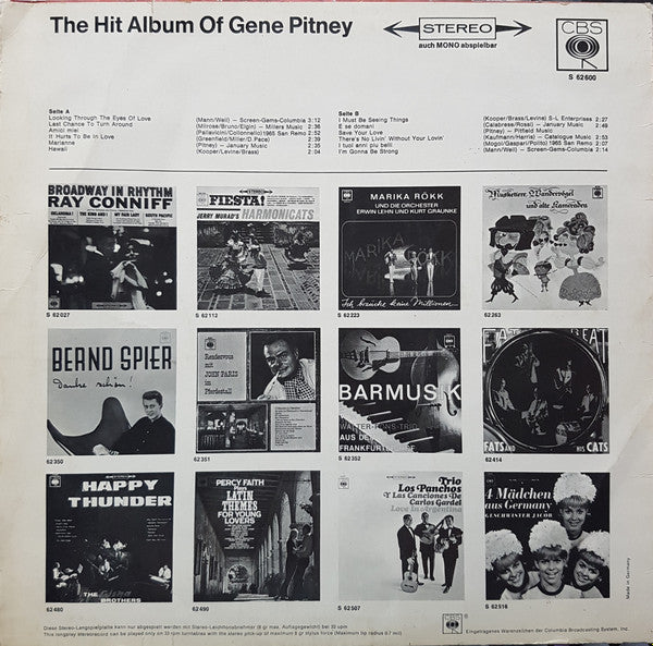 Gene Pitney : The Hit Album Of Gene Pitney (LP, Comp)