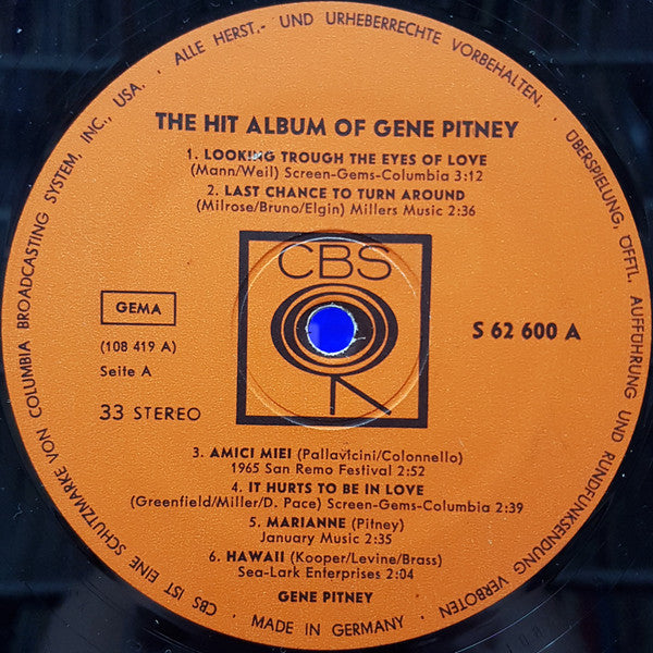 Gene Pitney : The Hit Album Of Gene Pitney (LP, Comp)
