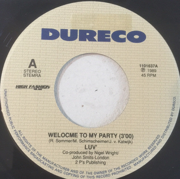 Luv' : Welcome To My Party (7", Single)