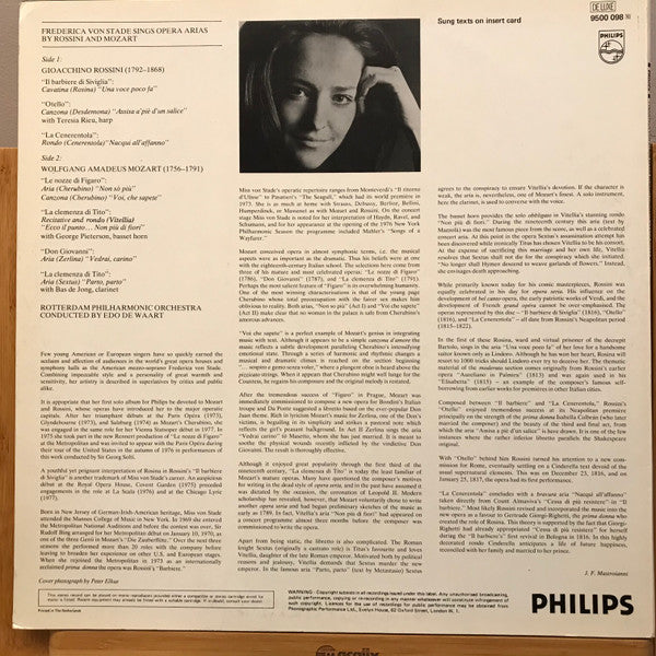 Wolfgang Amadeus Mozart, Gioacchino Rossini, Frederica von Stade, Rotterdams Philharmonisch Orkest, Edo De Waart : Sings Mozart-Rossini Opera Arias (LP)