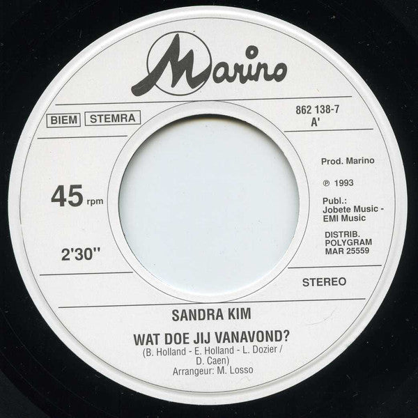 Sandra Kim : Qu'Est-Ce Que Tu Fais Ce Soir? (7", Single)