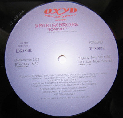 SK Project (2) Feat Patrix Duena* : Tonight (12")