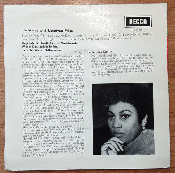 Leontyne Price, Wiener Philharmoniker, Herbert von Karajan : Christmas With Leontyne Price  (7", EP)