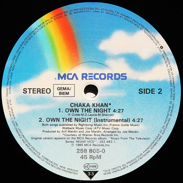 Chaka Khan : Own The Night (12" Version) (12")