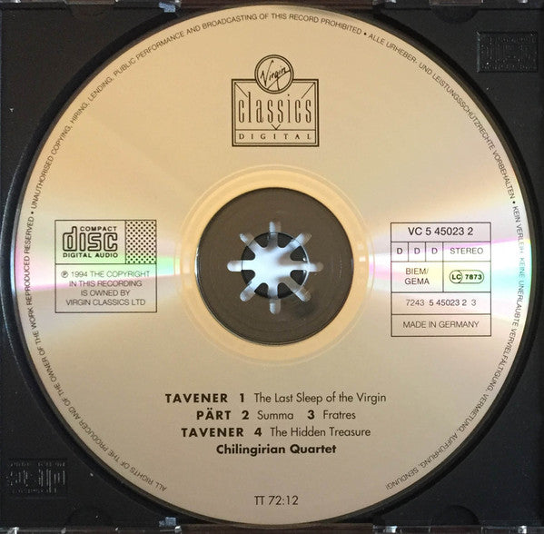 John Tavener - Chilingirian String Quartet : The Last Sleep Of The Virgin / The Hidden Treasure (CD, Album)
