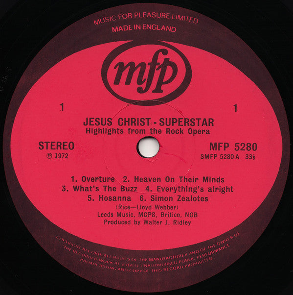 Andrew Lloyd Webber And Tim Rice : Jesus Christ - Superstar Highlights From The Rock Opera (LP, Album)