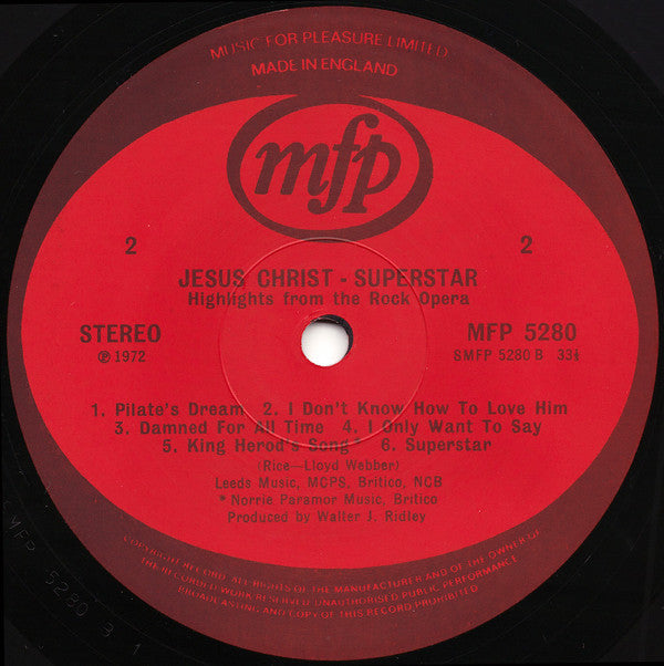 Andrew Lloyd Webber And Tim Rice : Jesus Christ - Superstar Highlights From The Rock Opera (LP, Album)