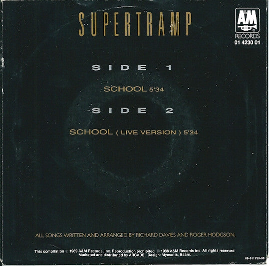 Supertramp : School (7", Single, RE)