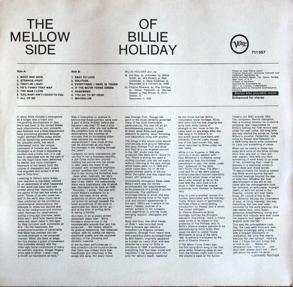Billie Holiday : The Mellow Side Of Billie Holiday (LP, Comp)