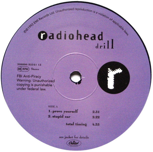 Radiohead : Drill (12", EP, Ltd, RE, 180)