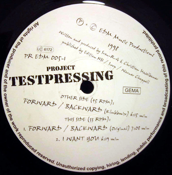 Project Testpressing : Forward / Backward (12")