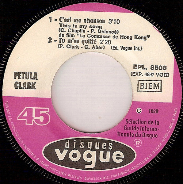 Petula Clark : C'est Ma Chanson (7", EP)