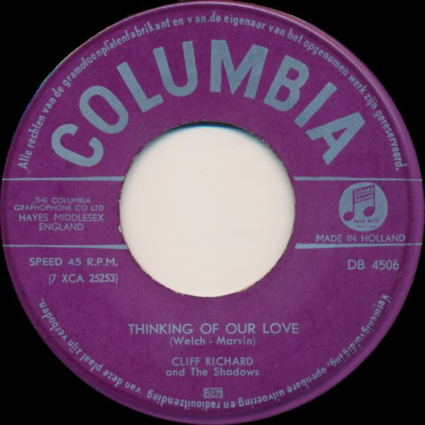 Cliff Richard & The Shadows : Nine Times Out Of Ten (7")