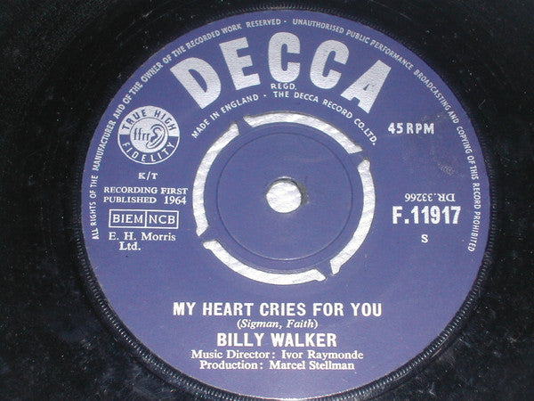 Billy Walker (12) : A Little On The Lonely Side / My Heart Cries For You (7", Single)