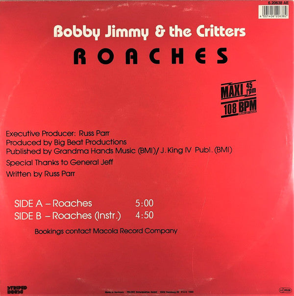 Bobby Jimmy And The Critters : Roaches (12", Maxi)
