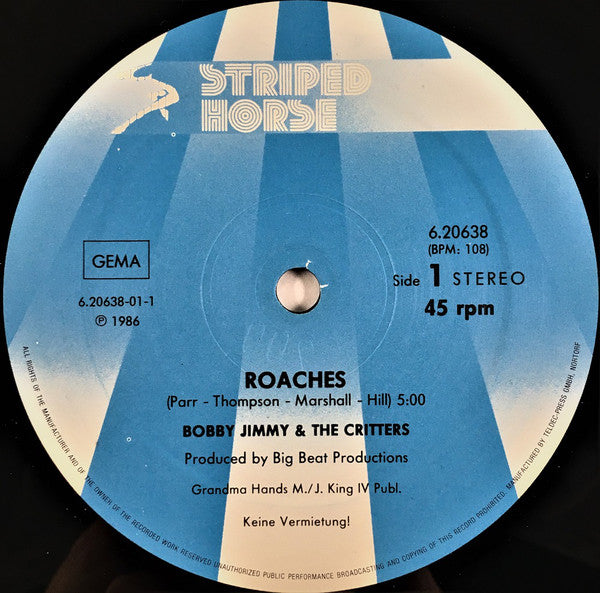 Bobby Jimmy And The Critters : Roaches (12", Maxi)