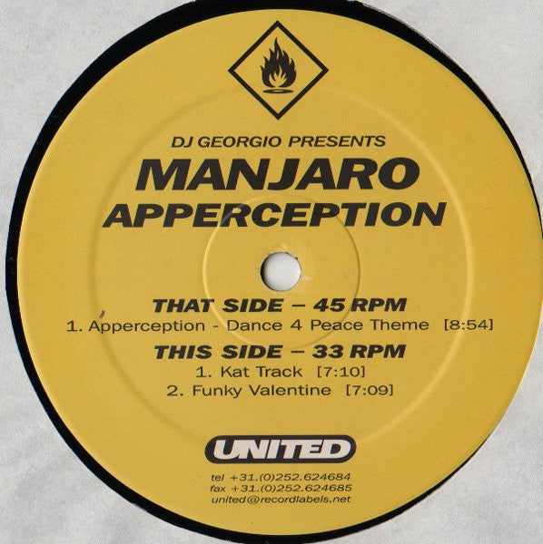 DJ Georgio Presents Manjaro : Apperception (12")