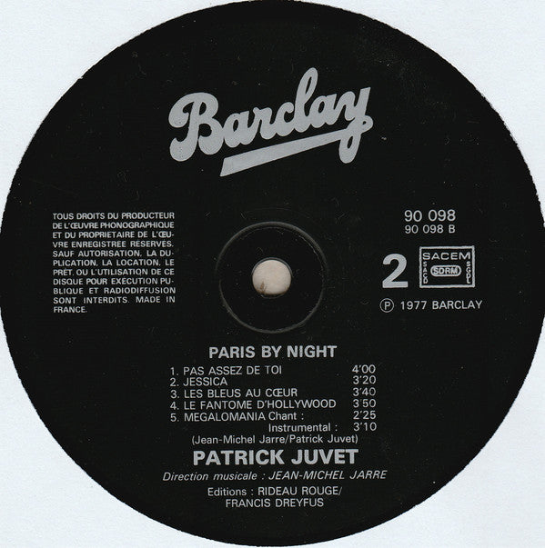 Patrick Juvet : Paris By Night (LP, Album)