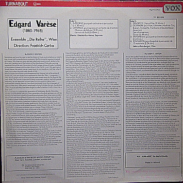 Edgard Varèse : Densité, Intégrales, Offrandes, Hyperprisme, Octandre, Ionisation (LP)