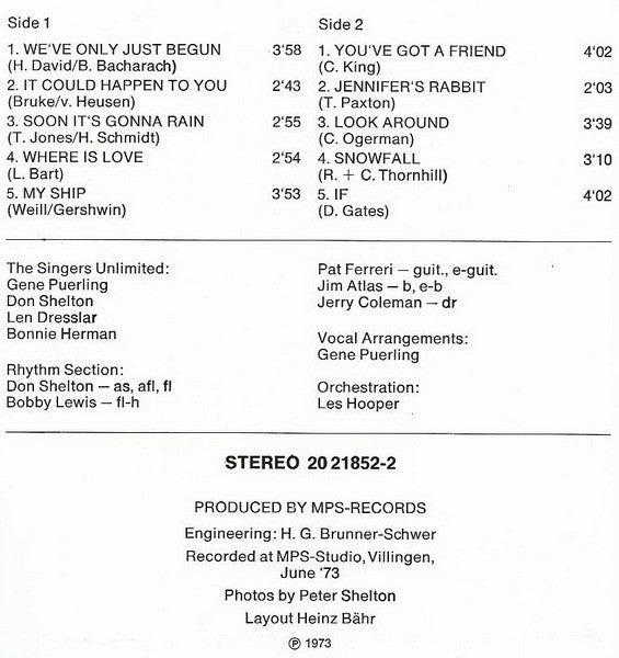 The Singers Unlimited : Four Of Us (LP, Album, Gat)