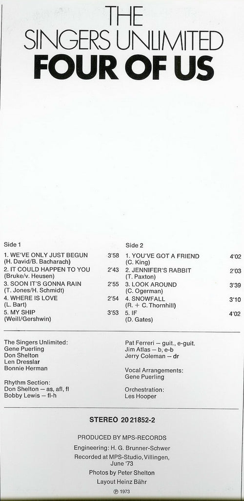 The Singers Unlimited : Four Of Us (LP, Album, Gat)