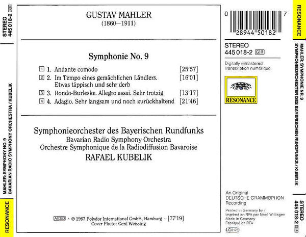 Gustav Mahler - Symphonie-Orchester Des Bayerischen Rundfunks, Rafael Kubelik : Symphonie Nr. 9 (CD, RE, RM)