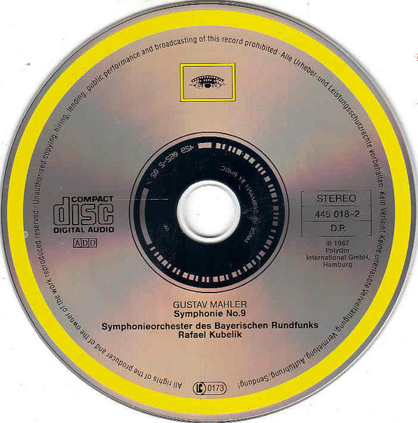 Gustav Mahler - Symphonie-Orchester Des Bayerischen Rundfunks, Rafael Kubelik : Symphonie Nr. 9 (CD, RE, RM)