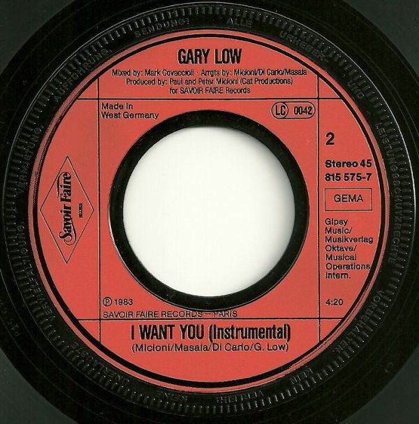Gary Low : I Want You (7", Single)