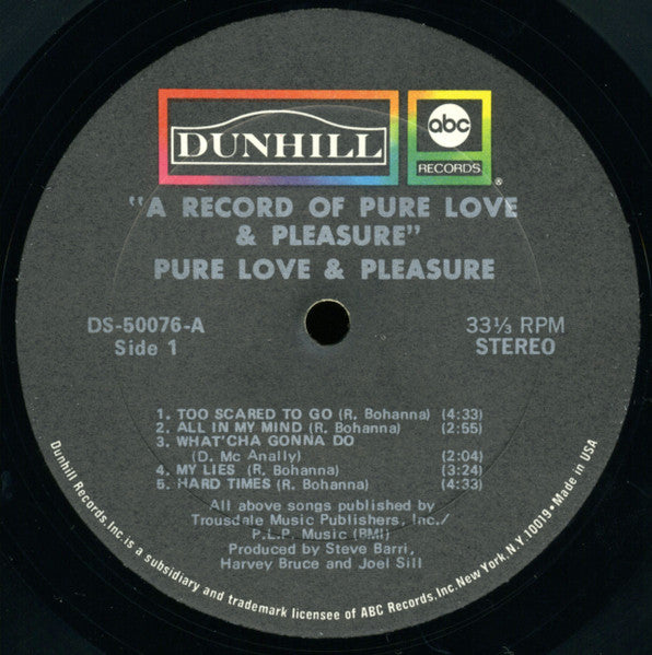 Pure Love & Pleasure* : A Record Of Pure Love & Pleasure (LP, Album)