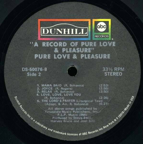 Pure Love & Pleasure* : A Record Of Pure Love & Pleasure (LP, Album)
