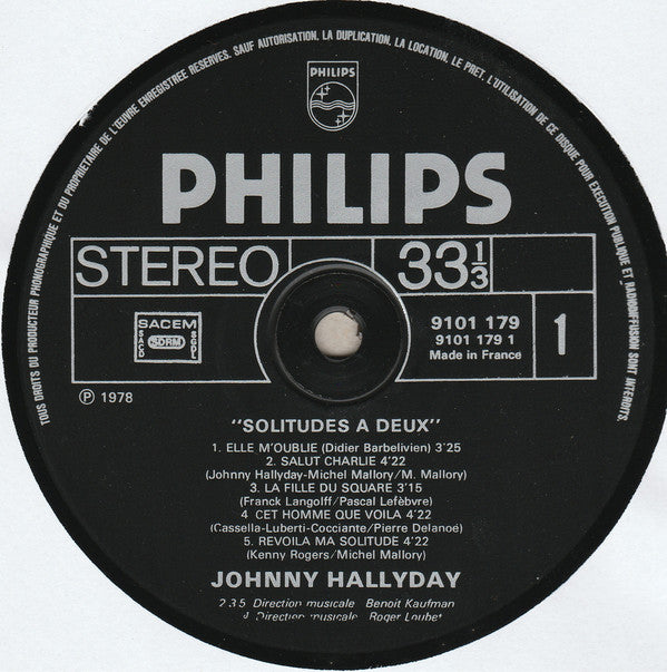 Johnny Hallyday : Solitudes À Deux (LP, Album, Gat)