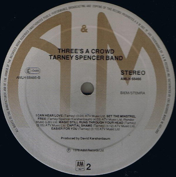 The Tarney/Spencer Band : Three's A Crowd (LP, Album)