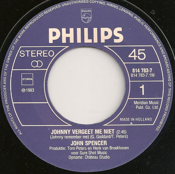 John Spencer : Johnny, Vergeet Me Niet (7", Single)