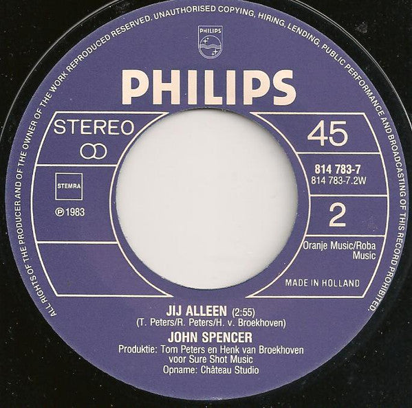 John Spencer : Johnny, Vergeet Me Niet (7", Single)