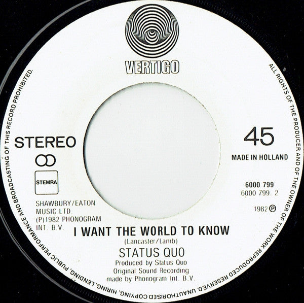 Status Quo : Dear John (7", Single)